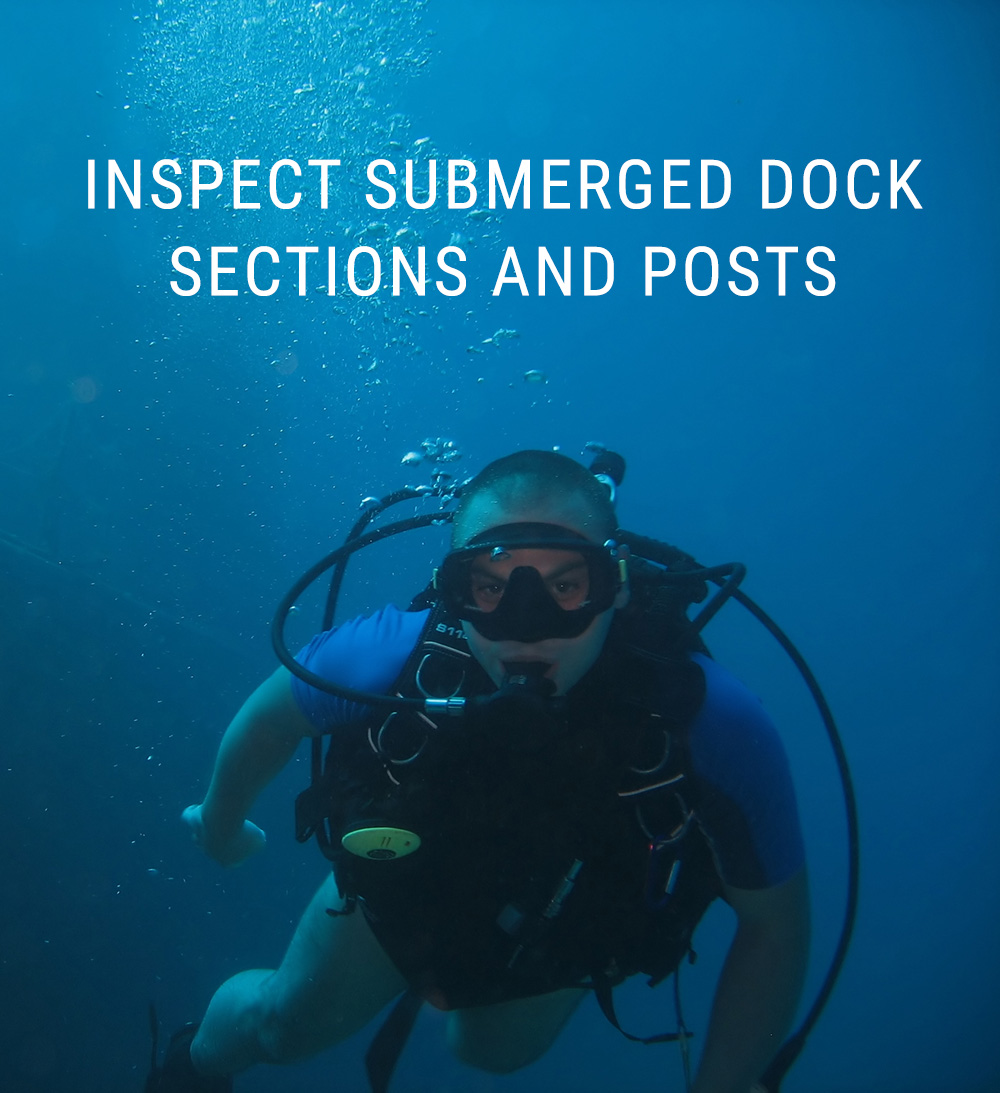 Diver Checking Submerged Dock Sections